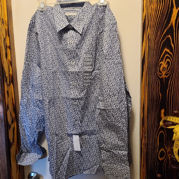 Mens long sleeve nick Graham white and blue pasley with polka dot cluffs - Picture 1 of 6